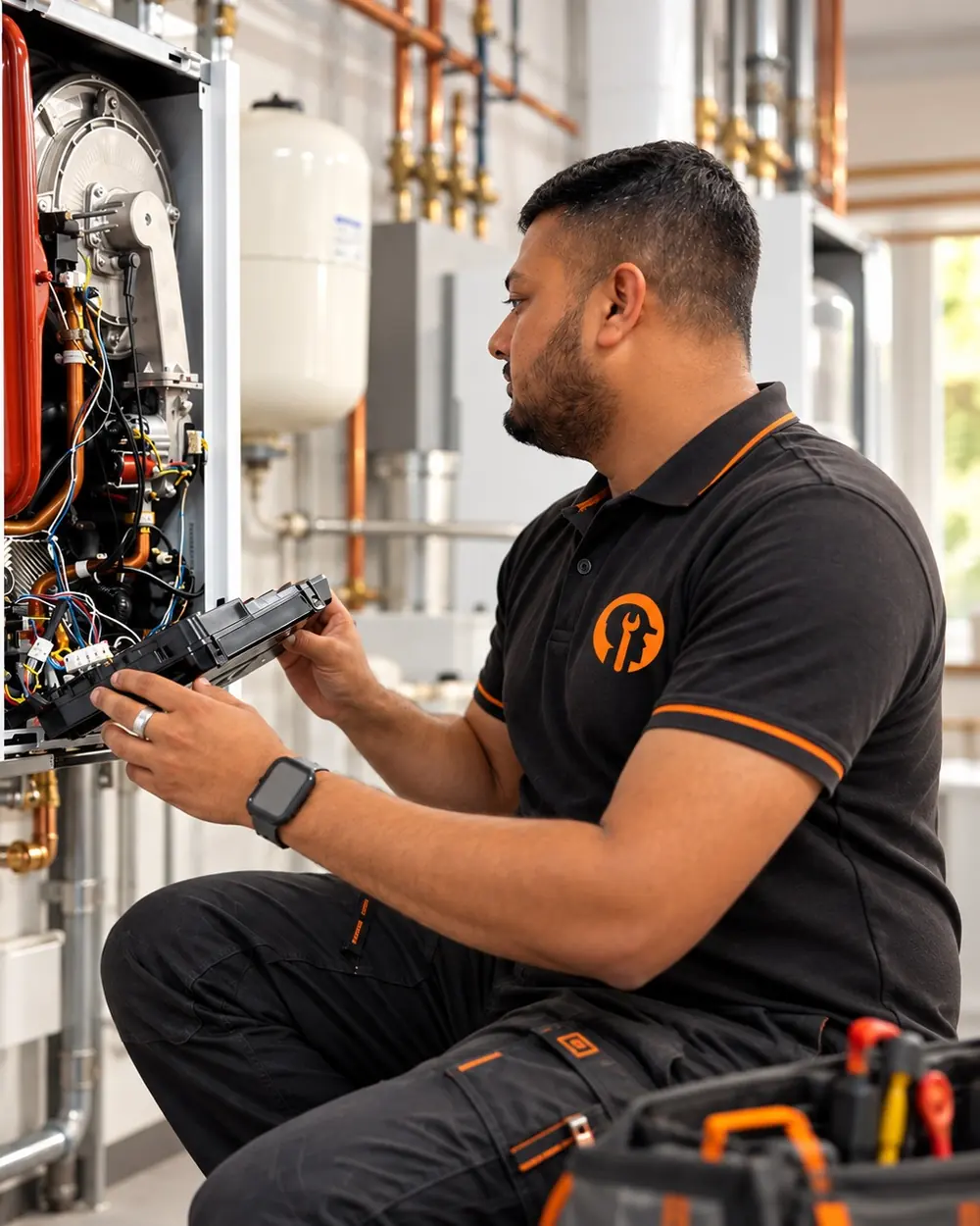 Powerflow Gas and Heating Ltd – Gas Safe engineer servicing a boiler